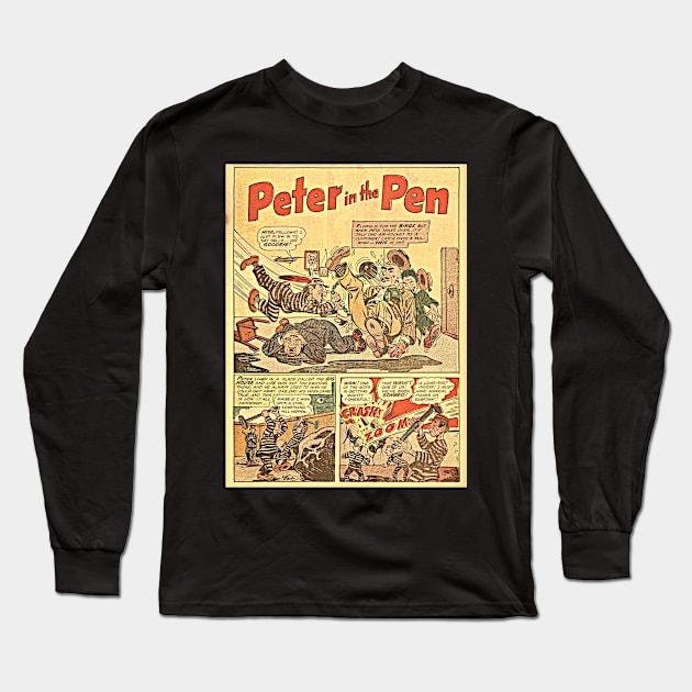 Vintage Comic Peter in the Pen Old Comic Book Long Sleeve T-Shirt by Retro Comic Books